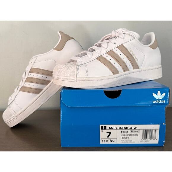 adidas Shoes - Classic Adidas Superstar II Shell Toe White & Wonder Beige Women’s 7 Brand New